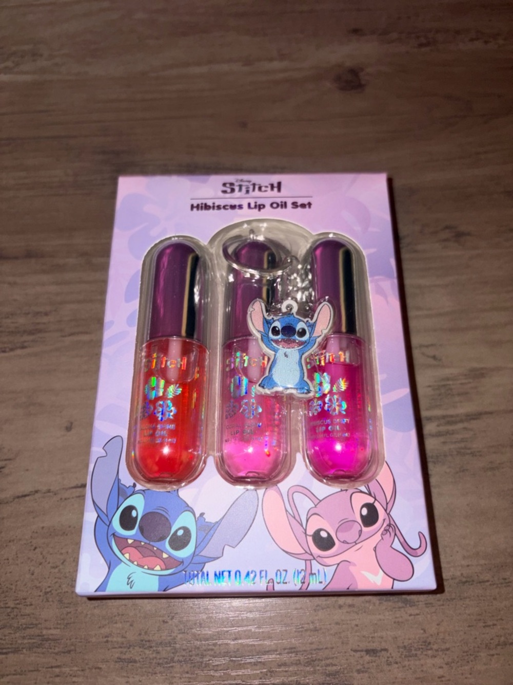 🆕💜 Disney Stitch Hibiscus Lip Oil Set Trio Pink Purple Gloss Gift NWT